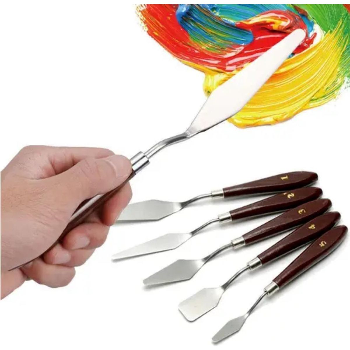 GENERICO - Set de 5 Espátulas Metálicas para Pintura y Arte