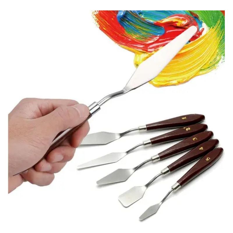 GENERICO - Set de 5 Espátulas Metálicas para Pintura y Arte