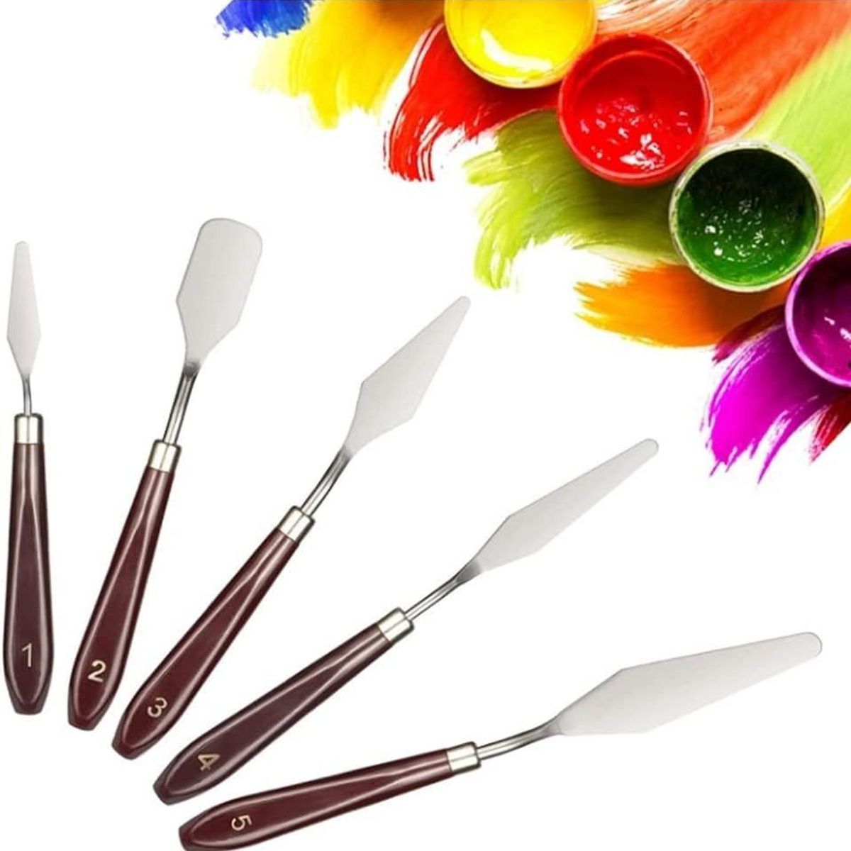 GENERICO - Set de 5 Espátulas Metálicas para Pintura y Arte