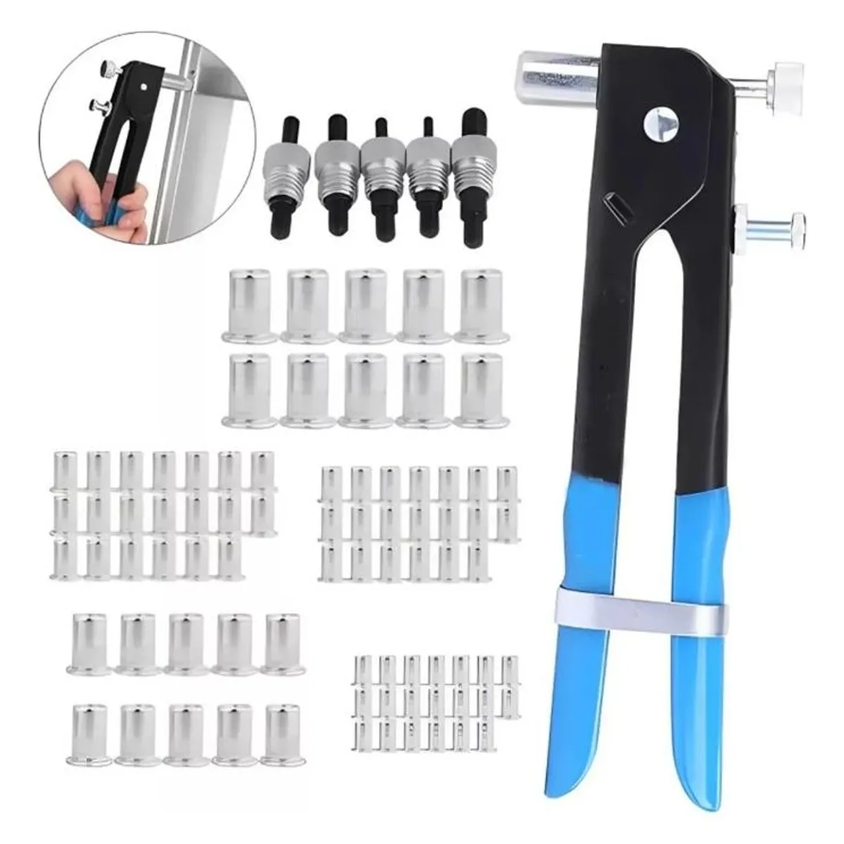 GENERICO - Kit Remachadora Manual con 86 Piezas y Estuche M3-M8