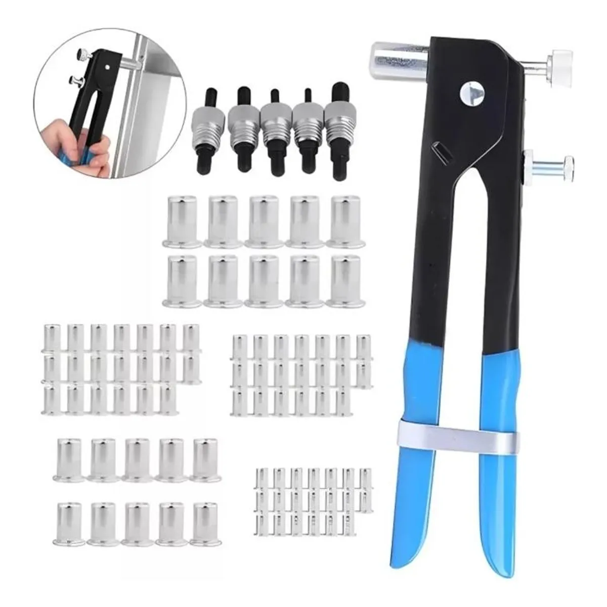 GENERICO - Kit Remachadora Manual con 86 Piezas y Estuche M3-M8