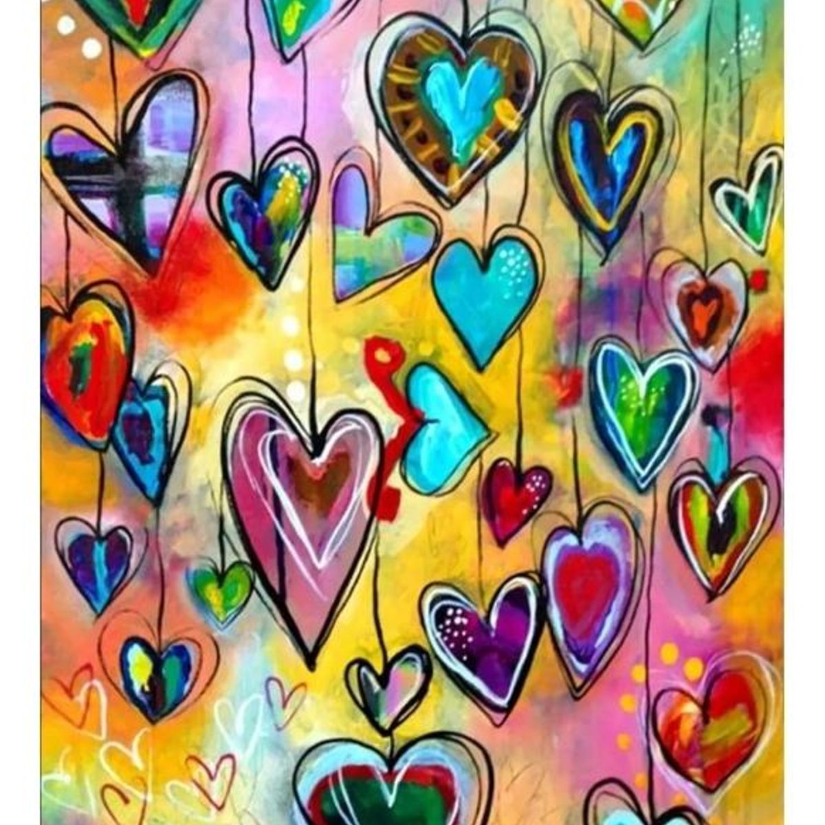 GENERICO - Kit de Pintura Diamante - Corazones Alegres 30x40 cm