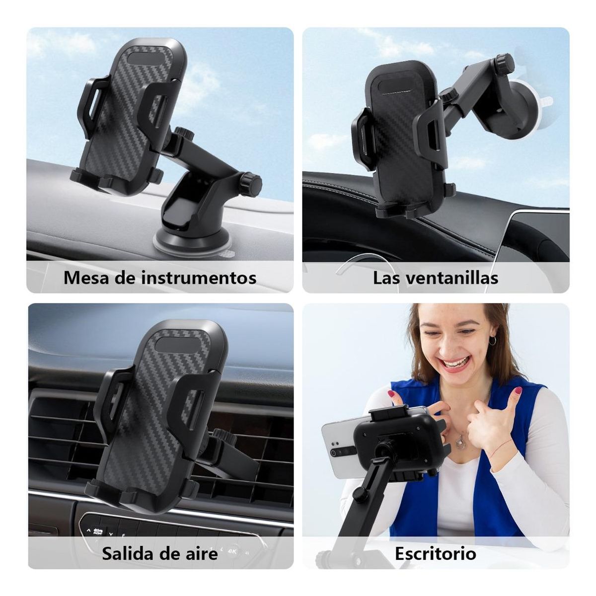 GENERICO - Soporte Celular para Auto con Brazo Ajustable y Ventosa Fuerte