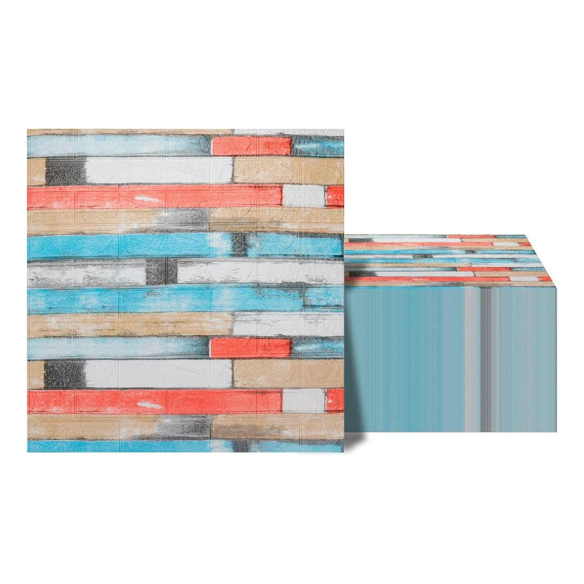 GENERICO - Pack de 10 Laminas de Papel Mural 3D Ladrillo Blanco 77x70cm.