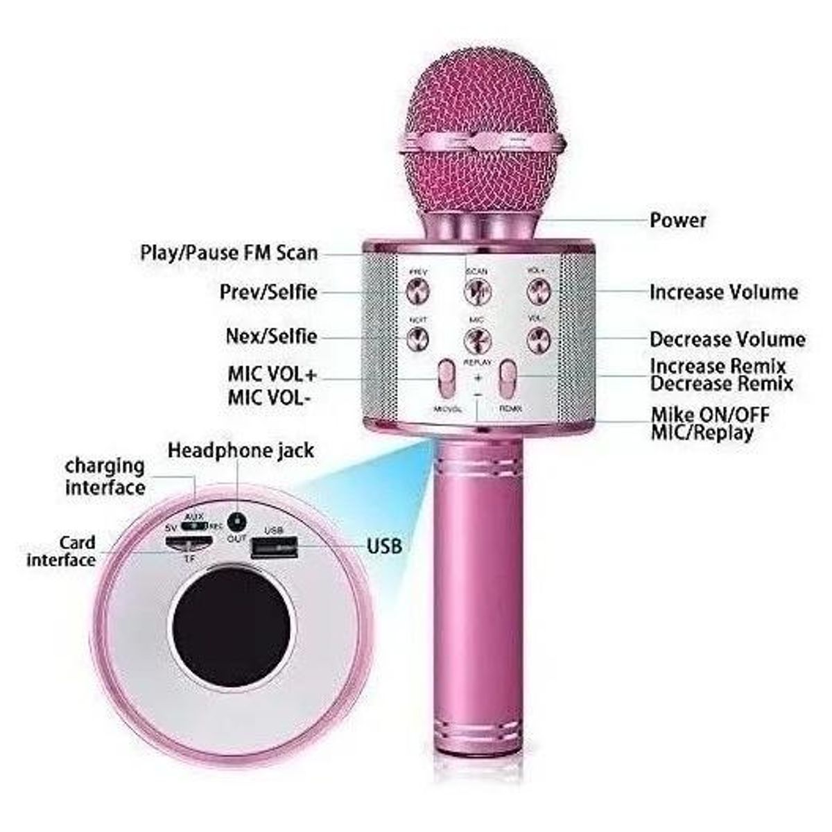 GENERICO - Micrófono Karaoke Bluetooth con Parlante Integrado