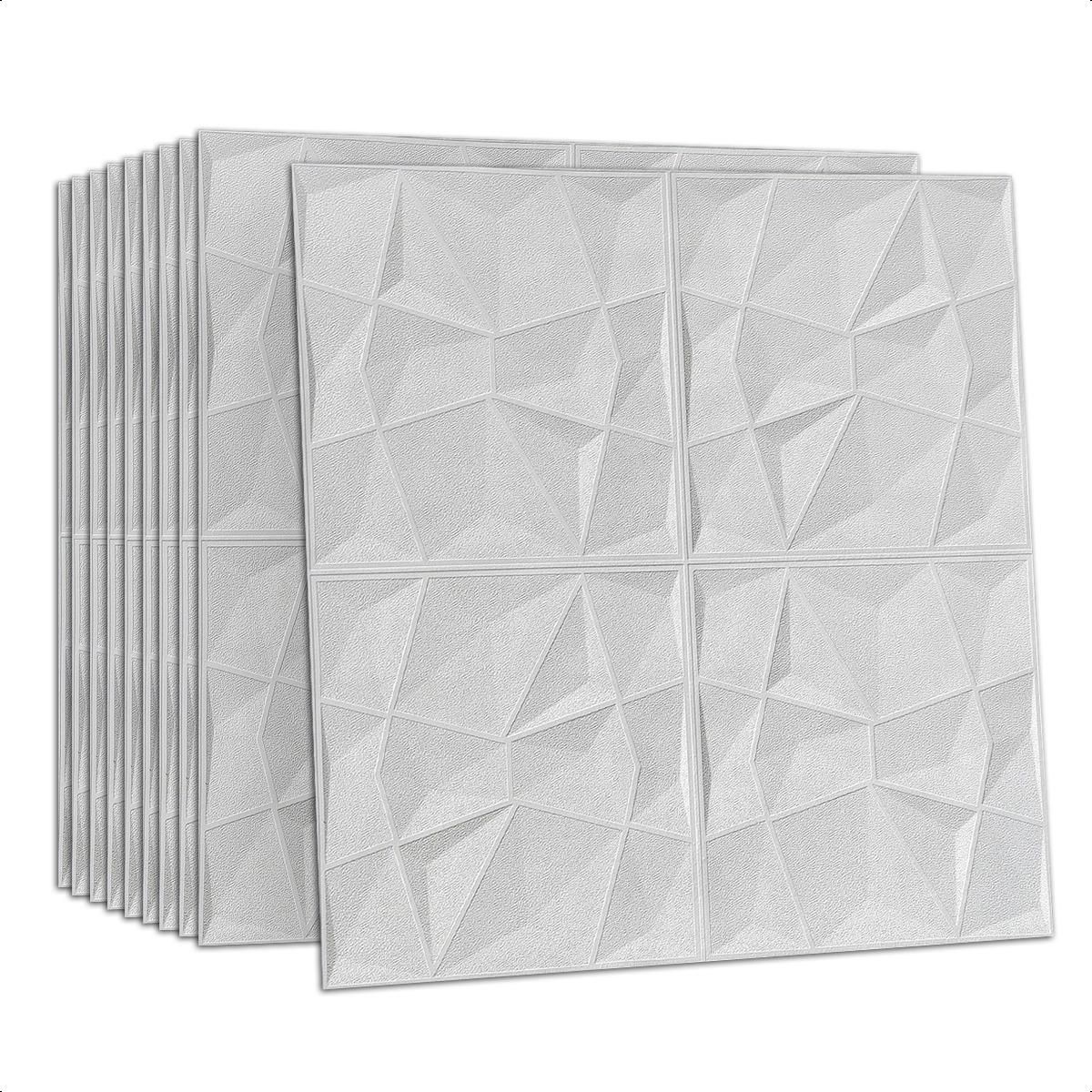 GENERICO - Pack de 10 Láminas 3D Autoadhesivas Diseño Diamante Blanco 70x70
