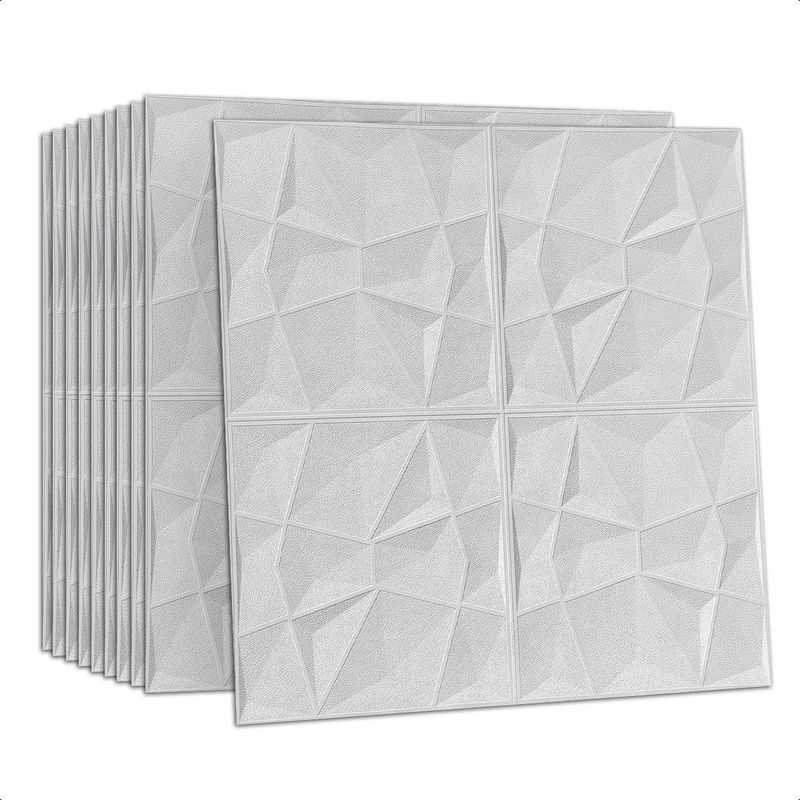 GENERICO - Pack de 10 Láminas 3D Autoadhesivas Diseño Diamante Blanco 70x70