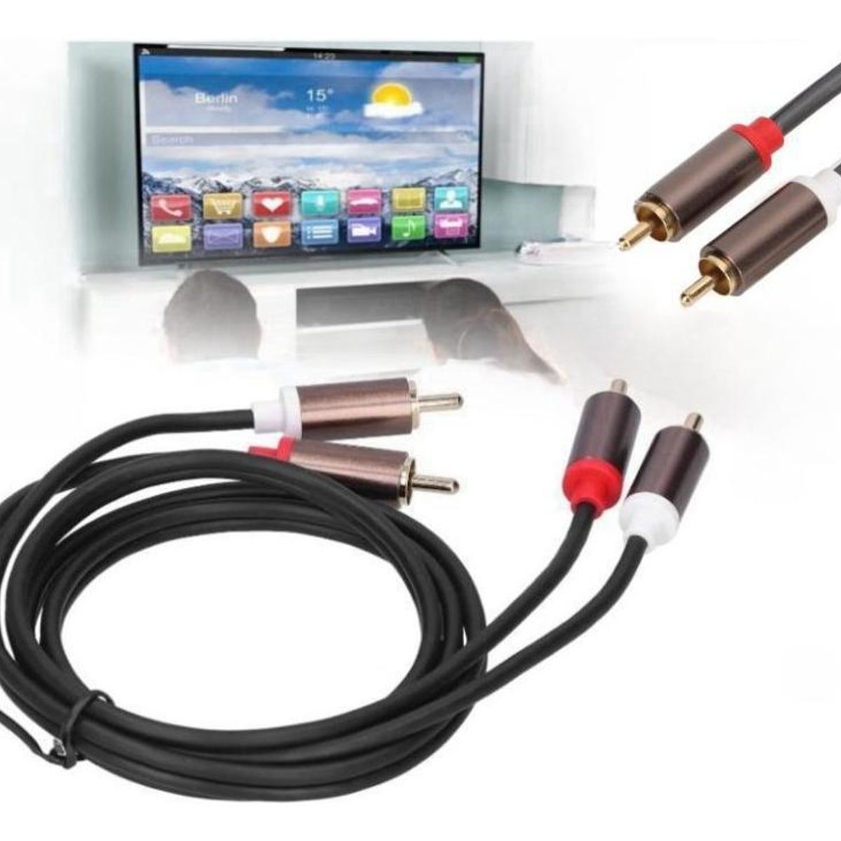 GENERICO - Cable RCA Estéreo 2RCA a 2RCA de 1 Metro