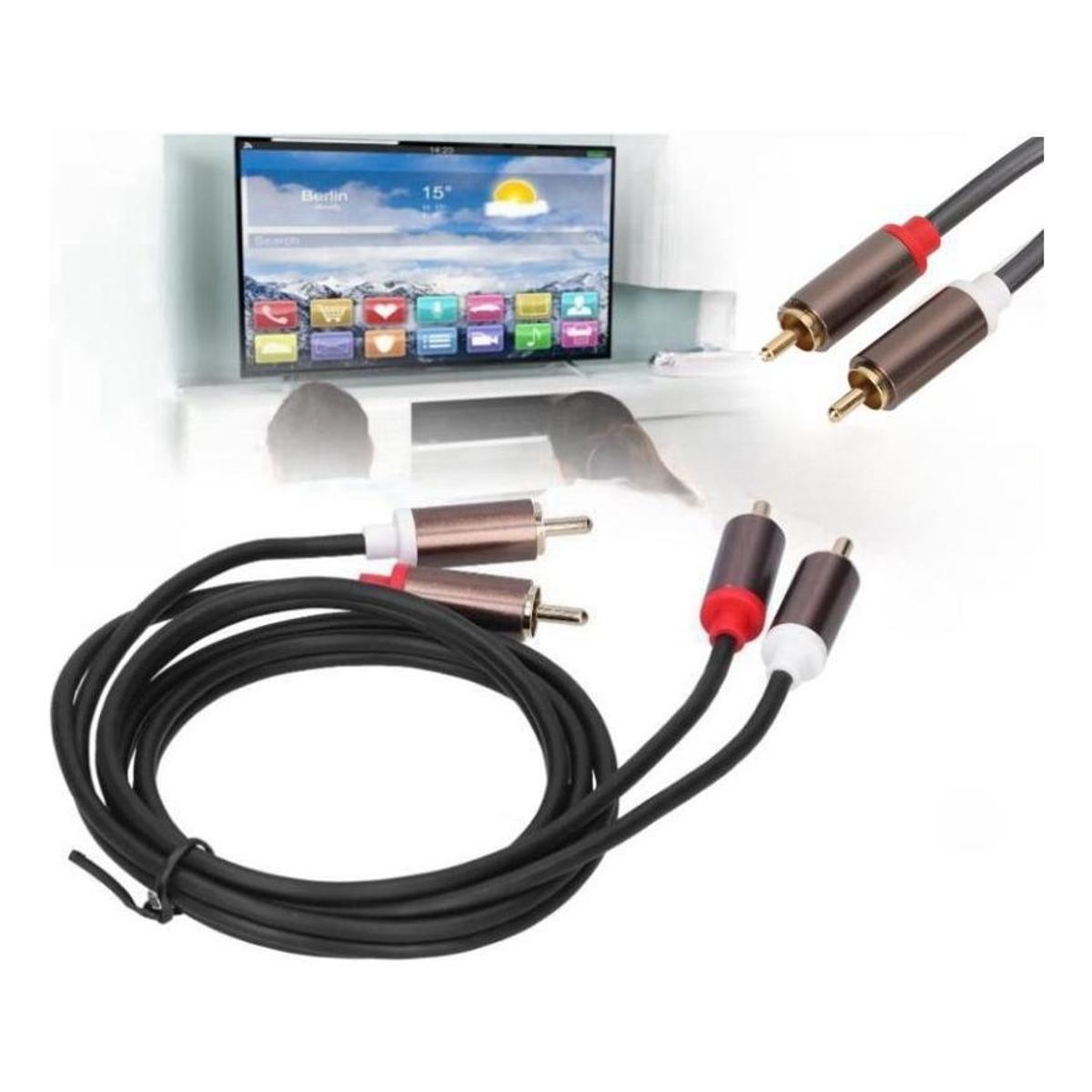 GENERICO - Cable RCA Estéreo 2RCA a 2RCA de 1 Metro