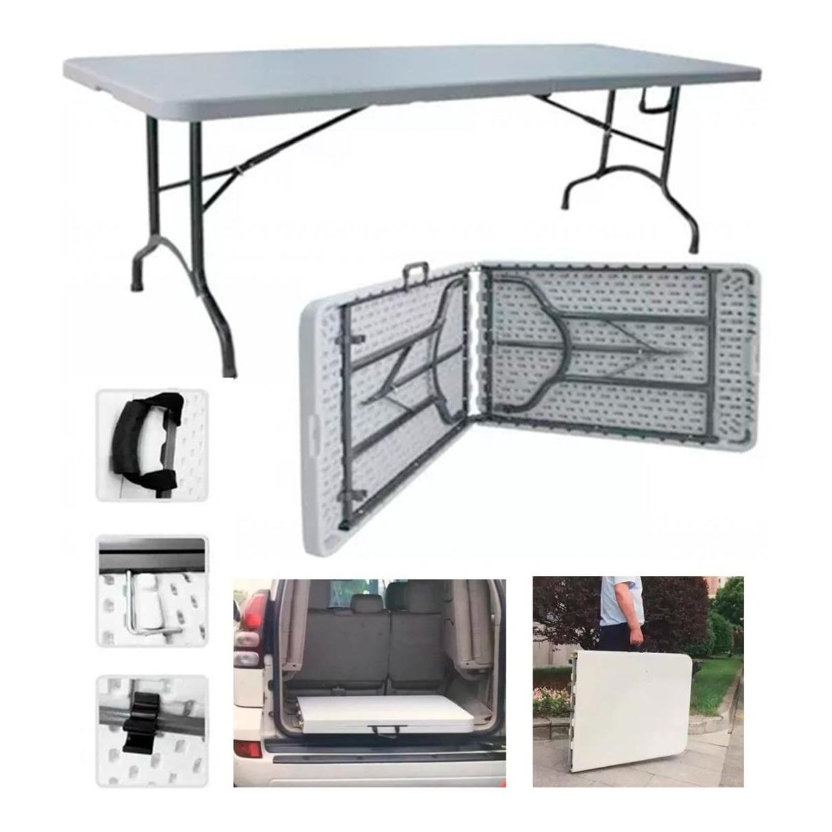 GENERICO - Mesa Plegable Tipo Maleta 180 m para Camping y Uso Diario