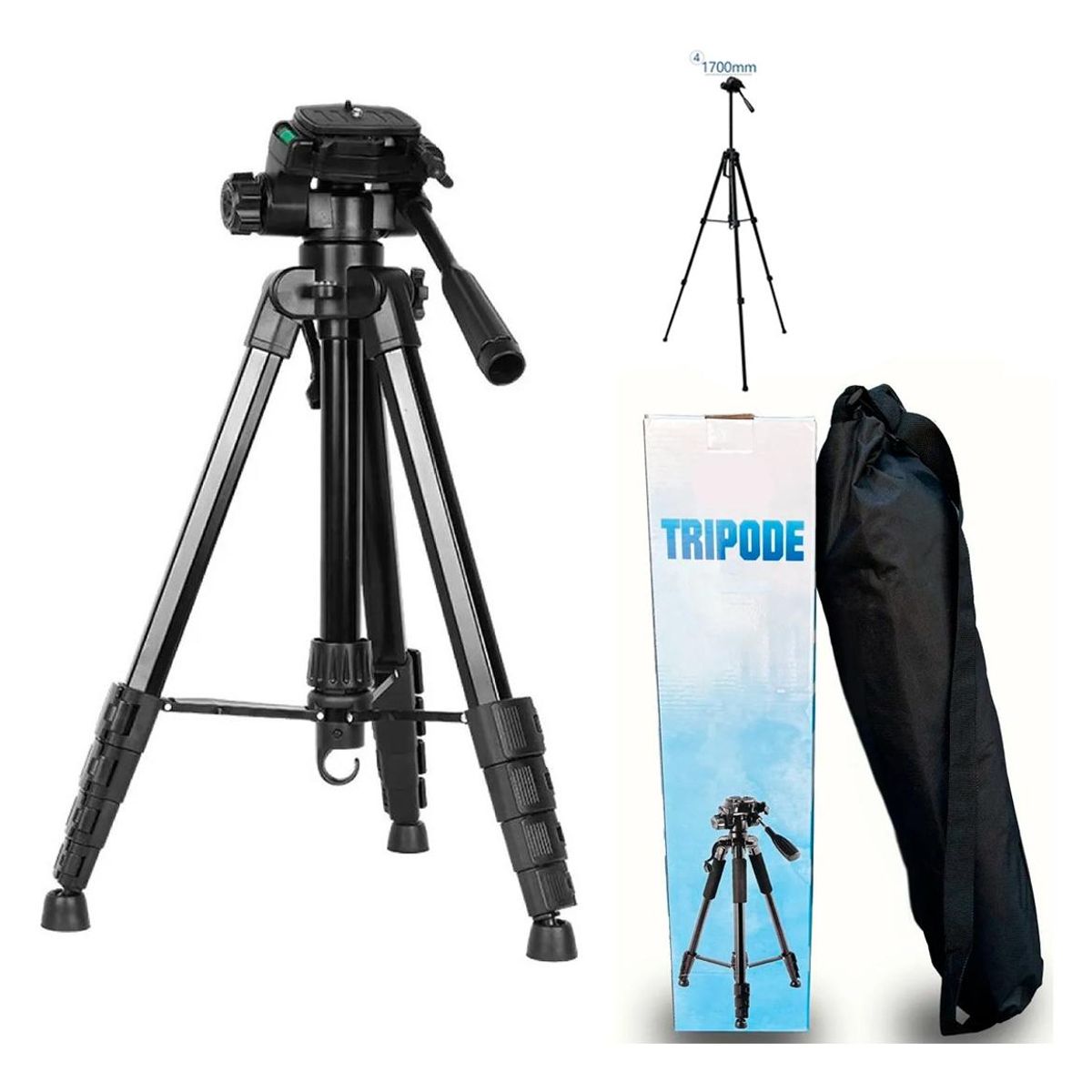 GENERICO - Trípode Profesional de Aluminio 170 cm para Cámara y Celular