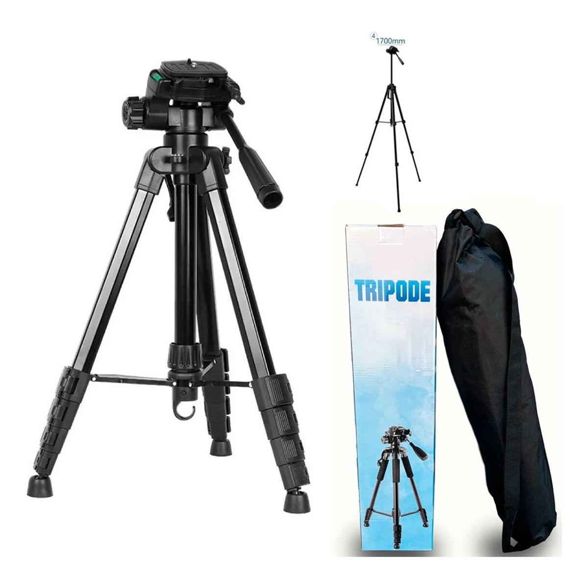 GENERICO - Trípode Profesional de Aluminio 170 cm para Cámara y Celular