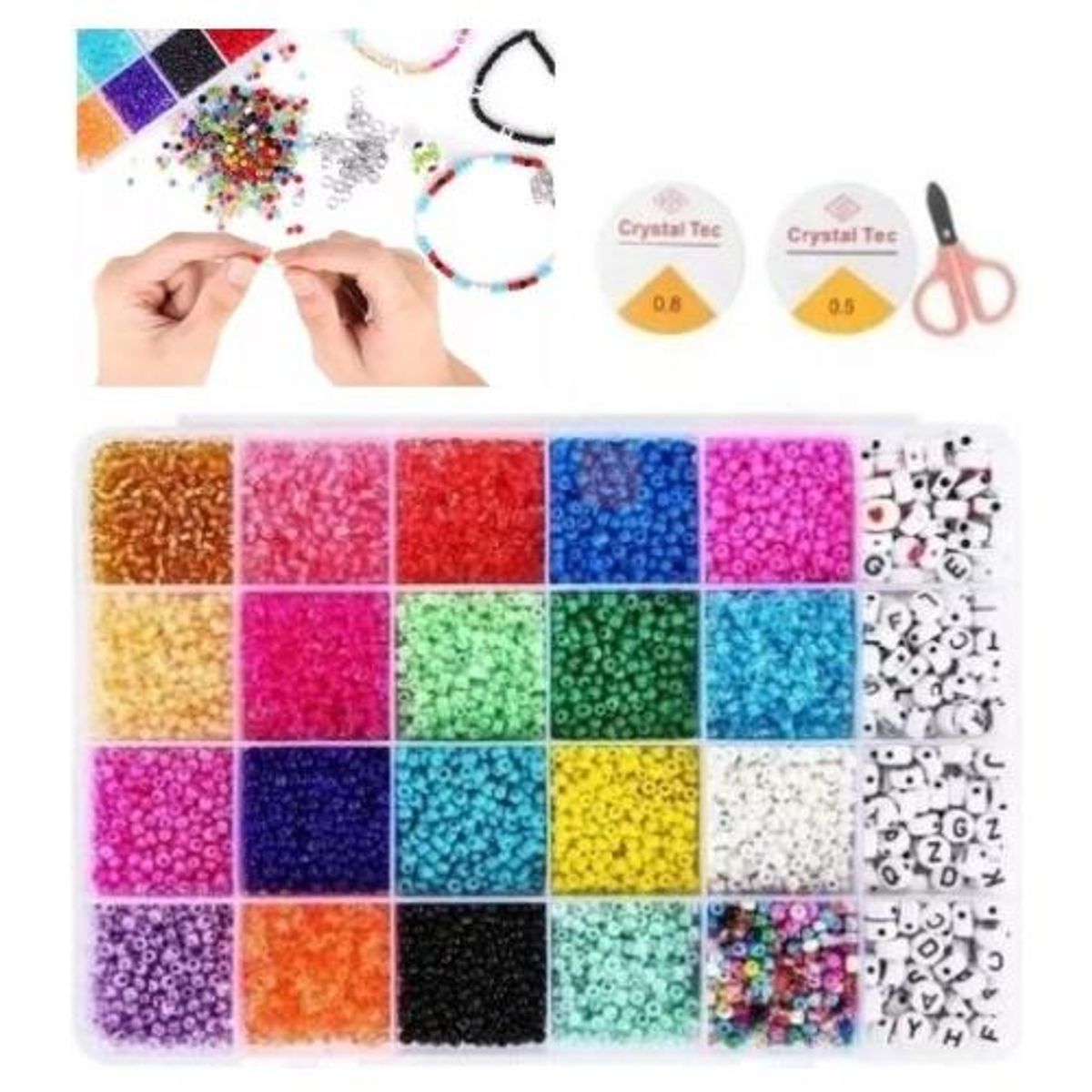 GENERICO - Set de Mostacillas en 20 Colores con Accesorios