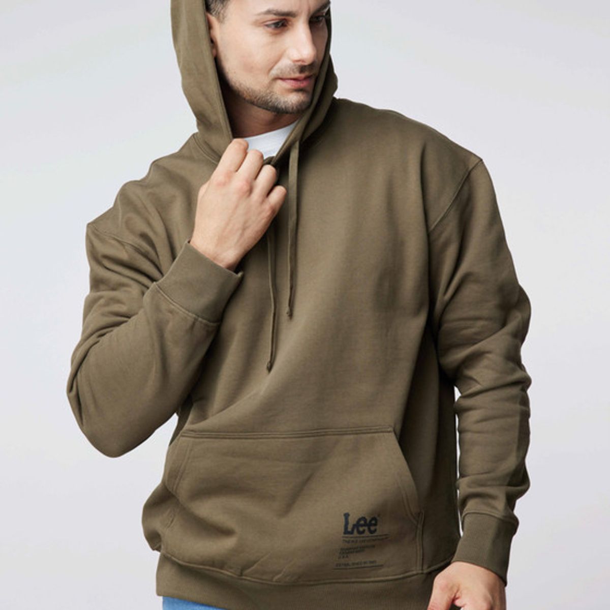 LEE - Poleron Hombre  Logo Loose Hoodie Militar Green