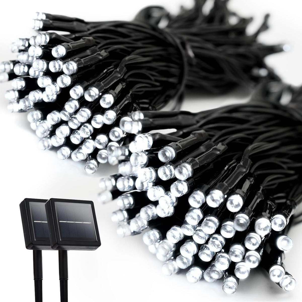 GENERICO - Pack de 2 Luces Guirnaldas Solares con 100 LED - 10 Metros