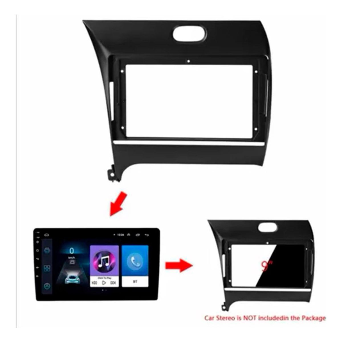 GENERICO - Bisel Adaptador para Radio de 9" Kia Cerato 2013-2018