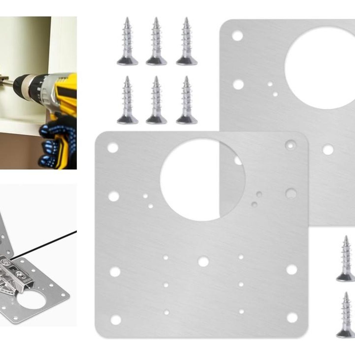 GENERICO - Placas de Reparación de Bisagras para Muebles - 4 Piezas