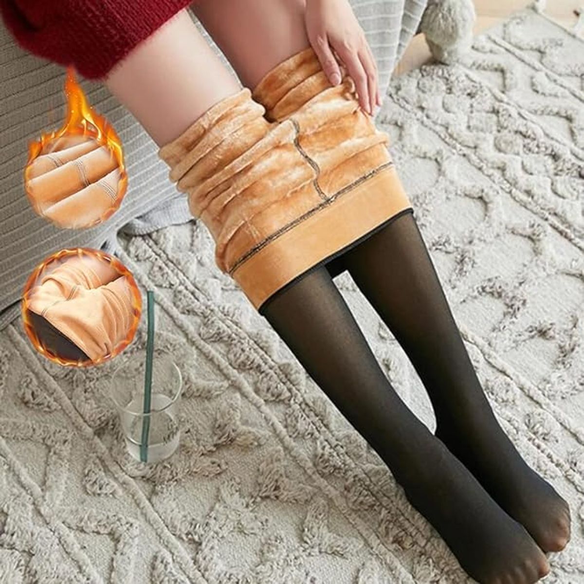 MOVI - Medias panty efecto piel forro térmico