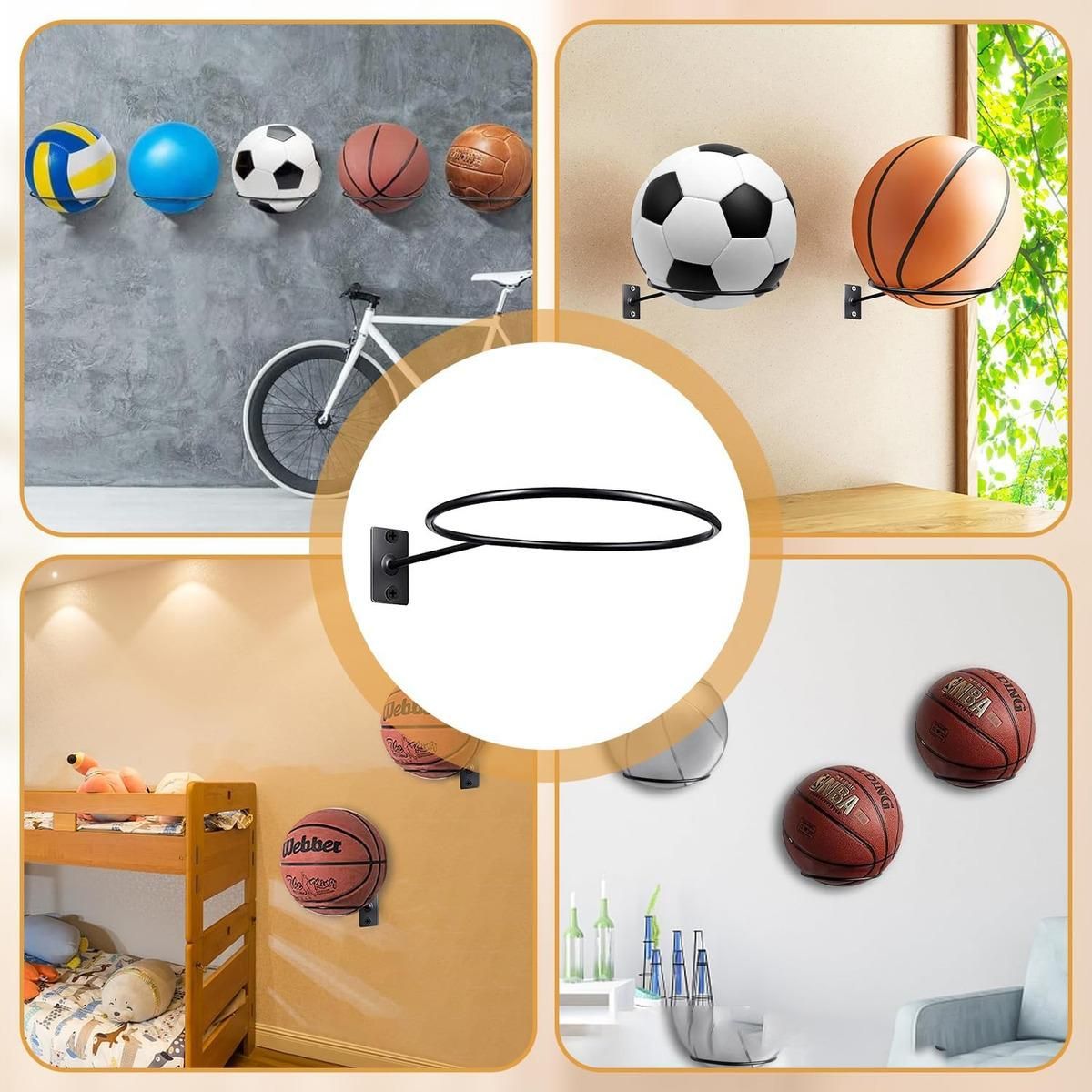 GENERICO - Pack de 6 Soportes Metálicos para Almacenamiento en Pared