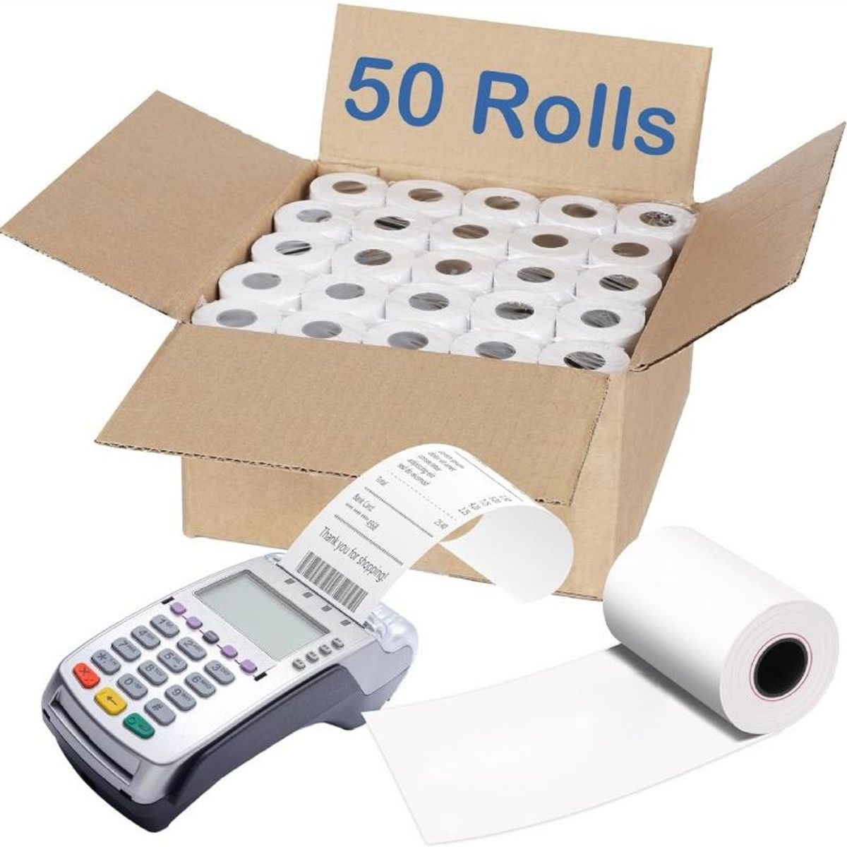 GENERICO - 50 Rollos de Papel Térmico 57mm x 43mm para Impresoras
