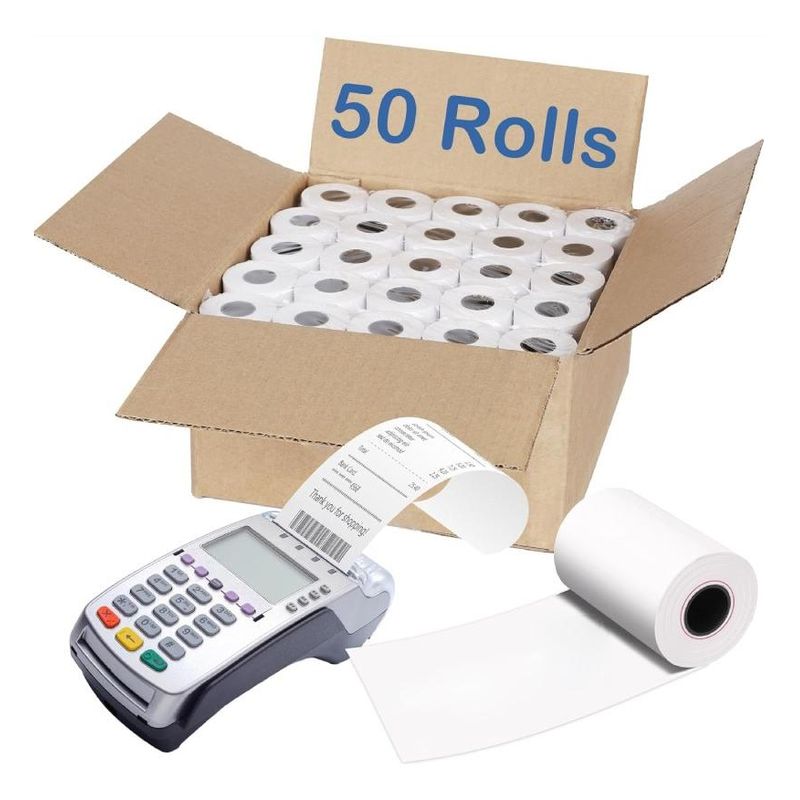 GENERICO - 50 Rollos de Papel Térmico 57mm x 43mm para Impresoras
