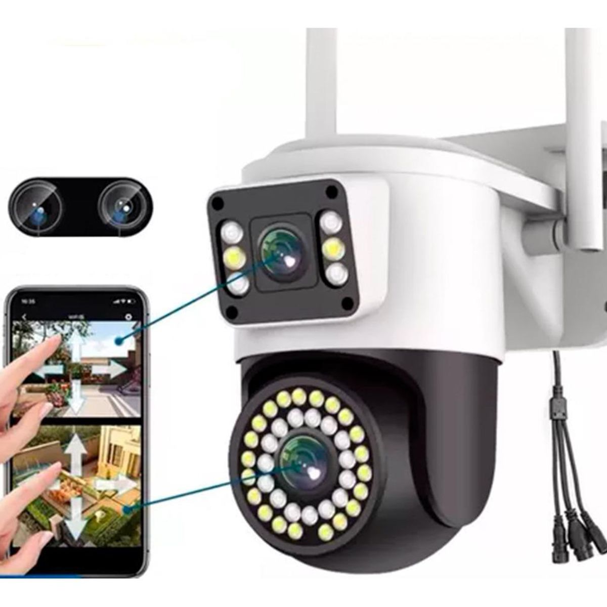 GENERICO - Cámara de Seguridad Doble Visión Wifi para Exterior