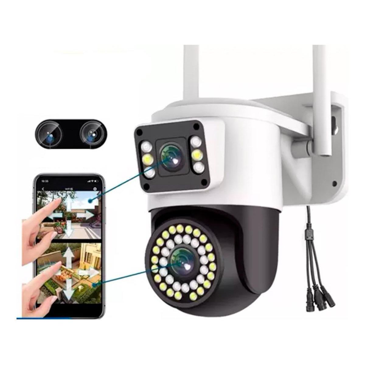 GENERICO - Cámara de Seguridad Doble Visión Wifi para Exterior