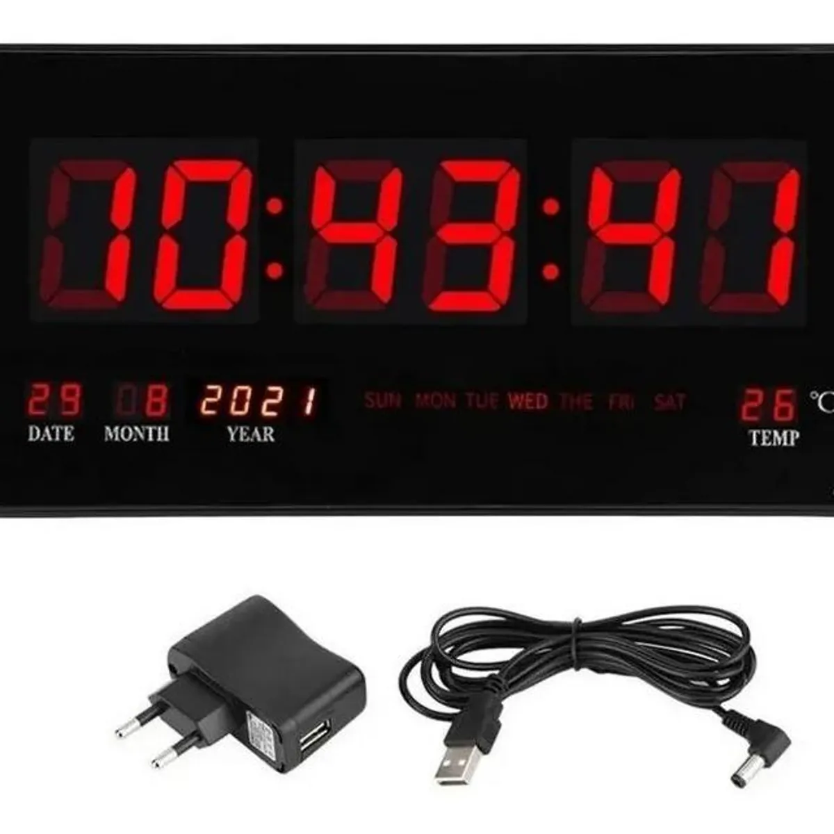 GENERICO - Reloj Digital LED de Pared con Temperatura y Fecha