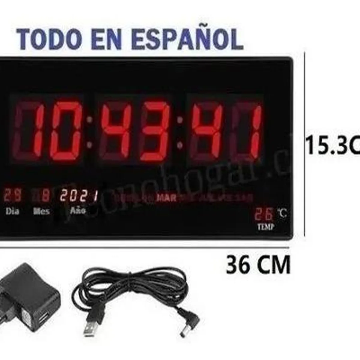 GENERICO - Reloj Digital LED de Pared con Temperatura y Fecha