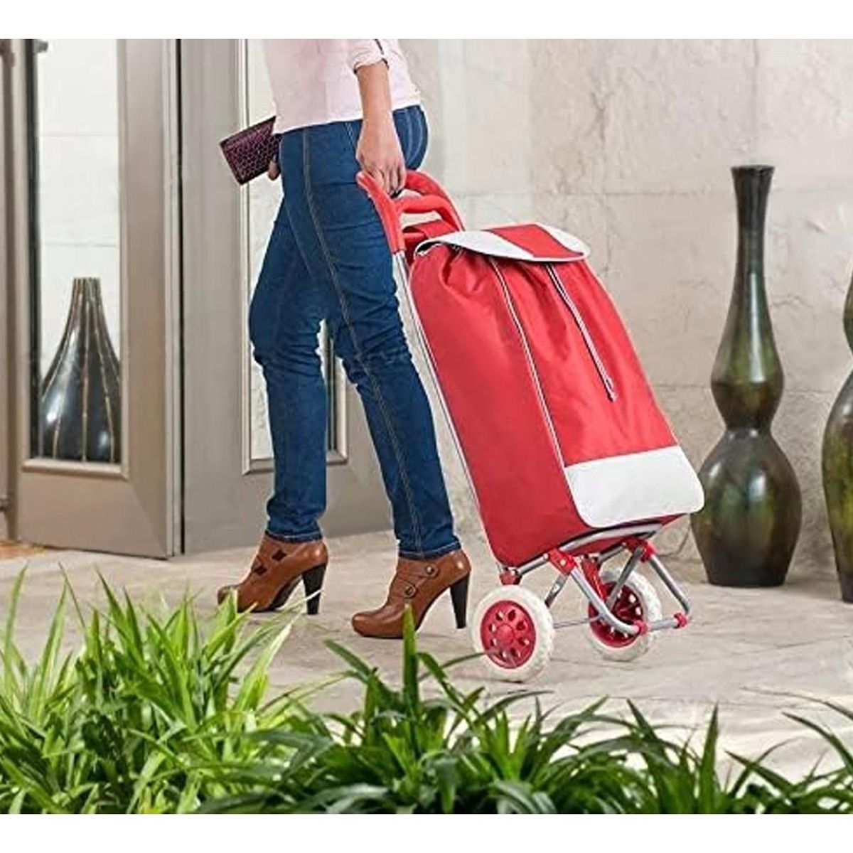 GENERICO - Carrito Plegable de Tela para Compras 30kg Capacidad