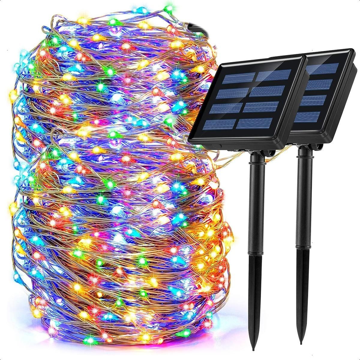 GENERICO - Pack de 2 Guirnaldas de Luces LED Solares 10 Metros