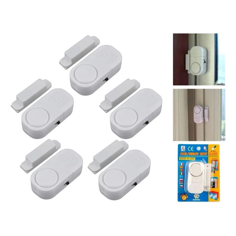 GENERICO - Pack de 5 Alarmas Magnéticas para Puertas y Ventanas 90dB