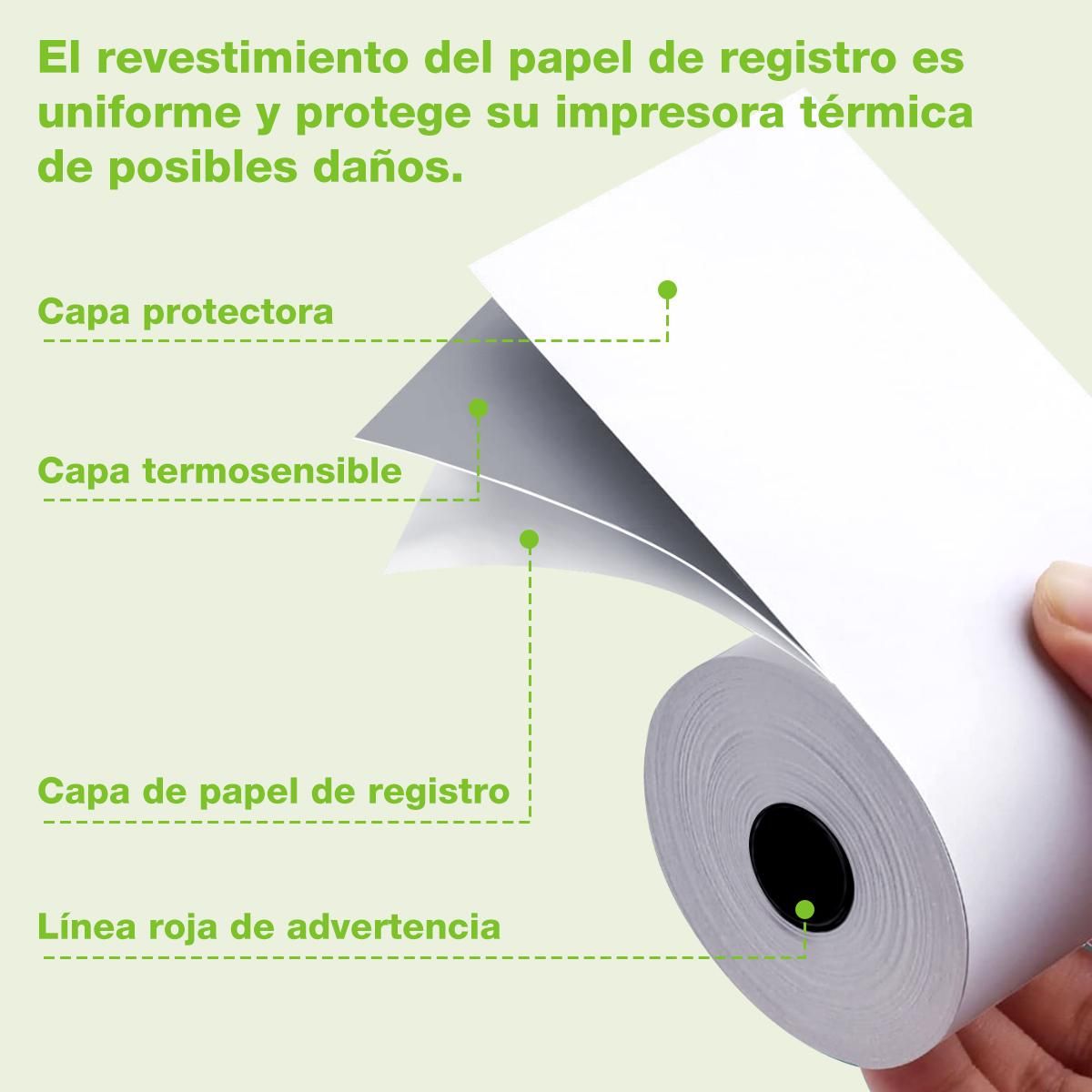 GENERICO - 50 Rollos de Papel Térmico 58mm para Impresoras Mini TPV