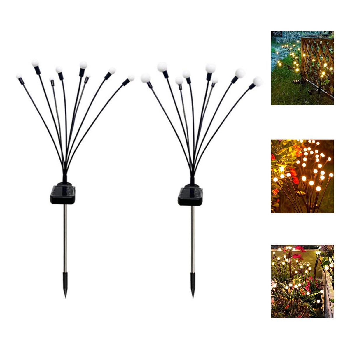 GENERICO - Pack de 2 Estacas Solares Luces Luciérnagas para Jardín.