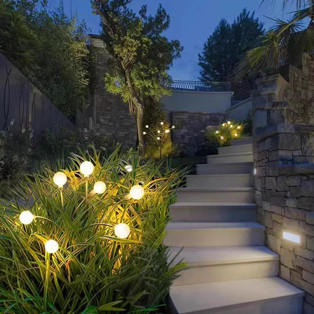 GENERICO - Pack de 2 Estacas Solares Luces Luciérnagas para Jardín.