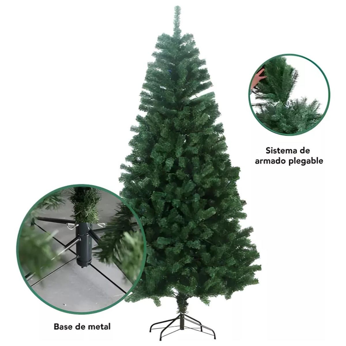 GENERICO - Árbol De Navidad Abeto Desmontable 210 Cm para Decorar