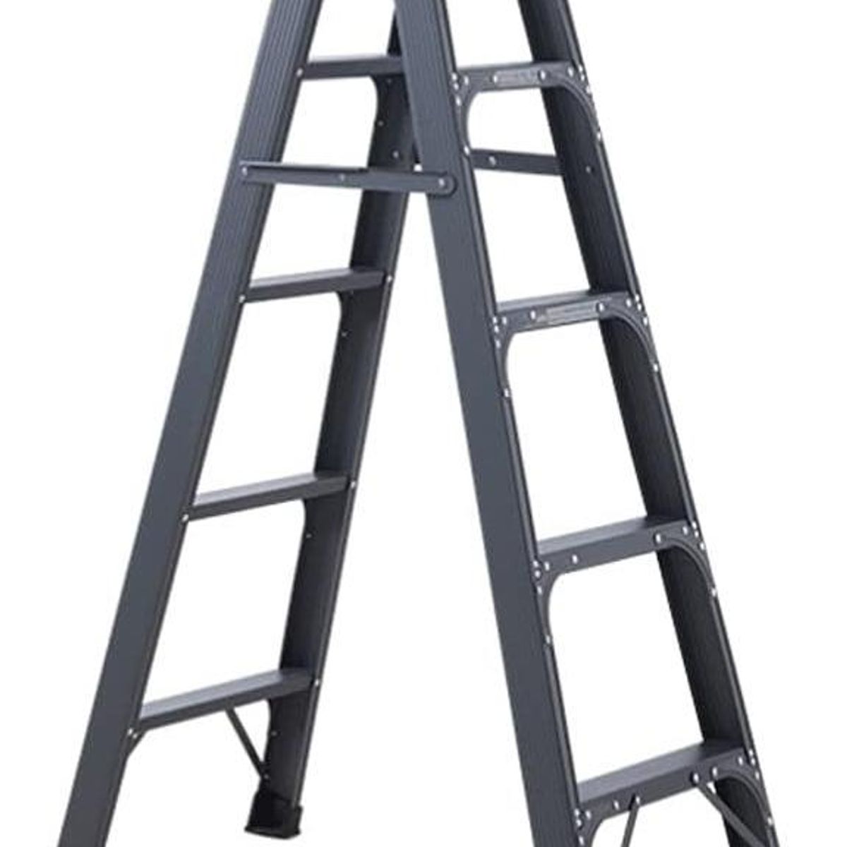 GENERICO - Escalera Plegable Metálica Reforzada 5 Peldaños Antideslizante