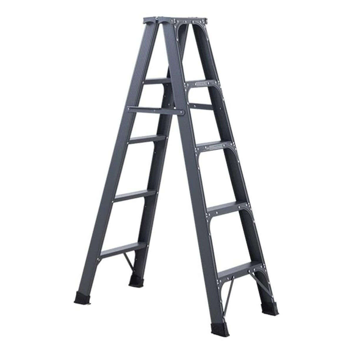 GENERICO - Escalera Plegable Metálica Reforzada 5 Peldaños Antideslizante