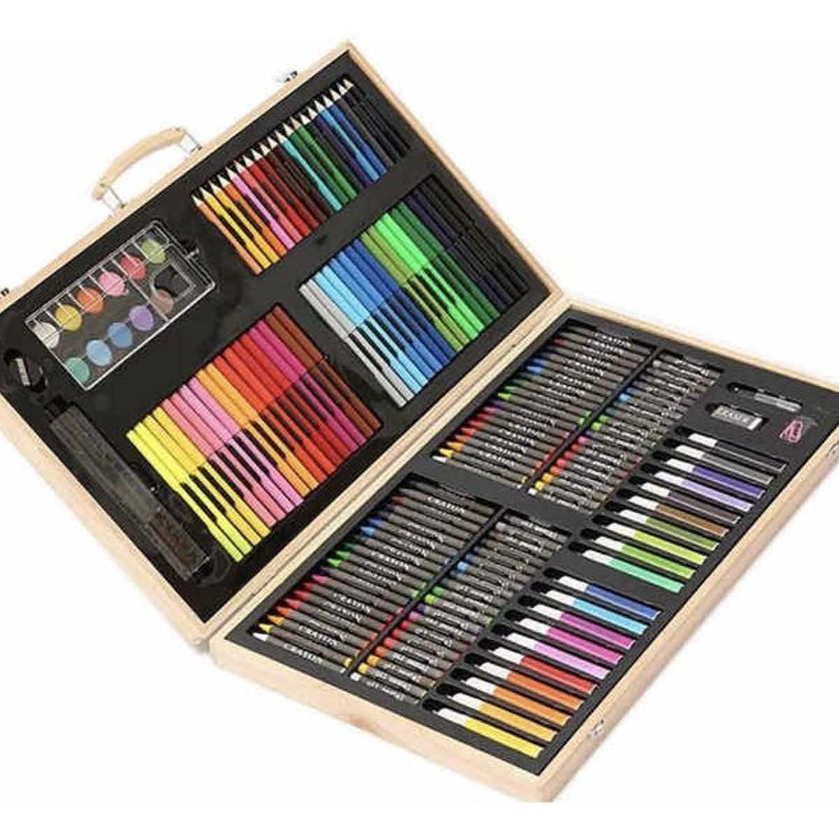 GENERICO - Set de Lápices de Colorear 180 Piezas en Maleta de Madera