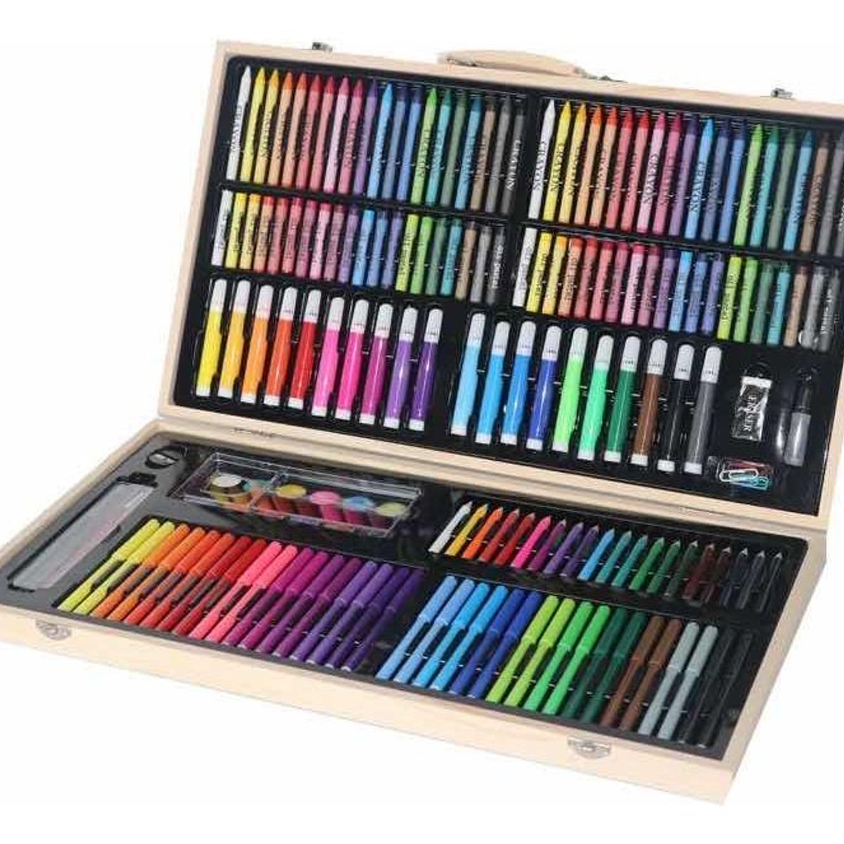 GENERICO - Set de Lápices de Colorear 180 Piezas en Maleta de Madera