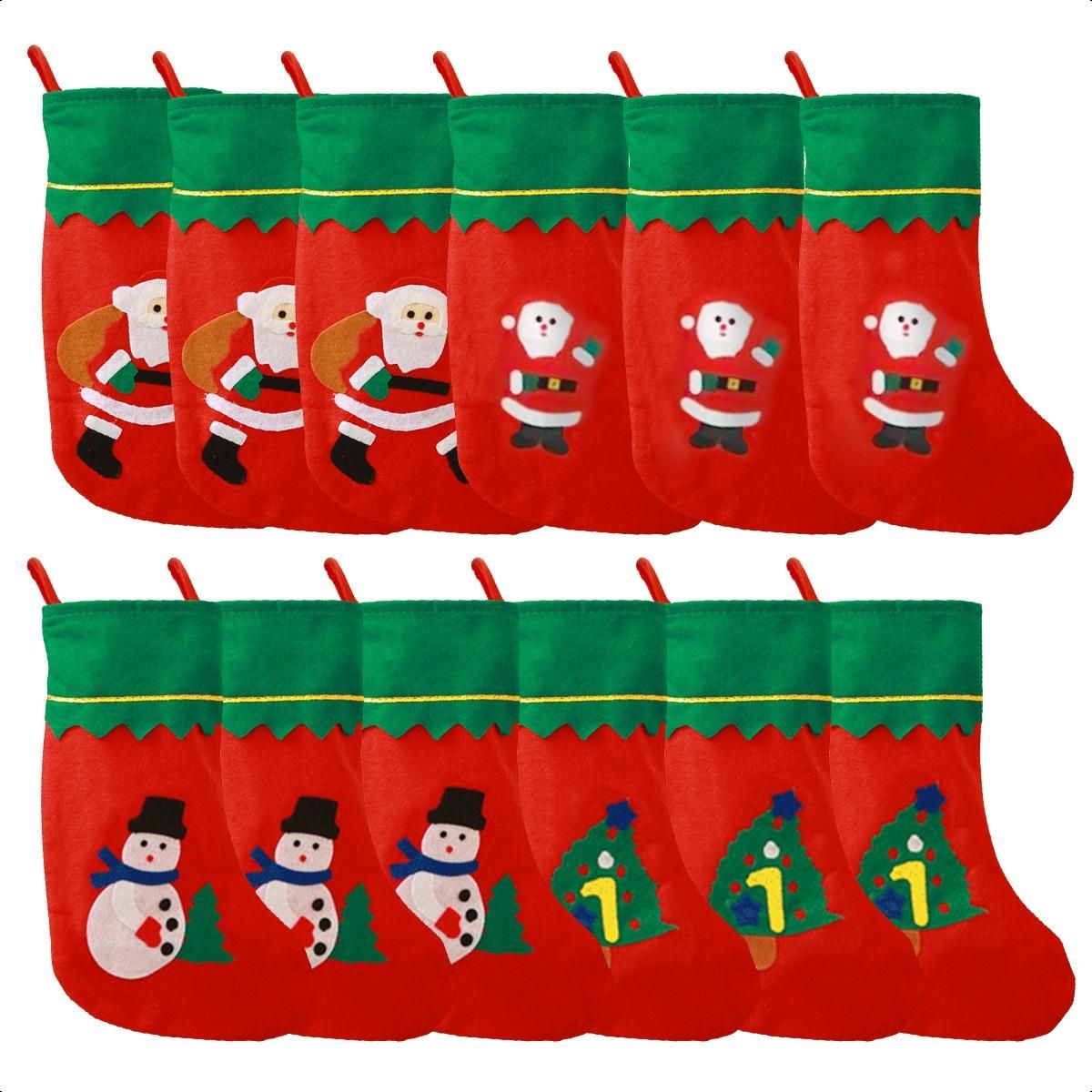 GENERICO - Pack de 12 Botas Colgantes de Navidad Mixtas para Decoración