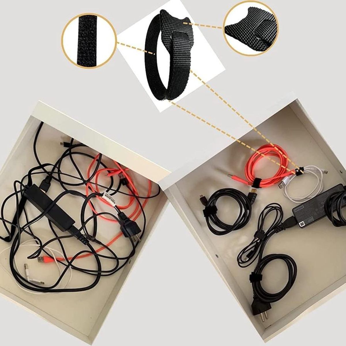 GENERICO - Pack de 100 Amarras de Cables de Velcro de 15 cm
