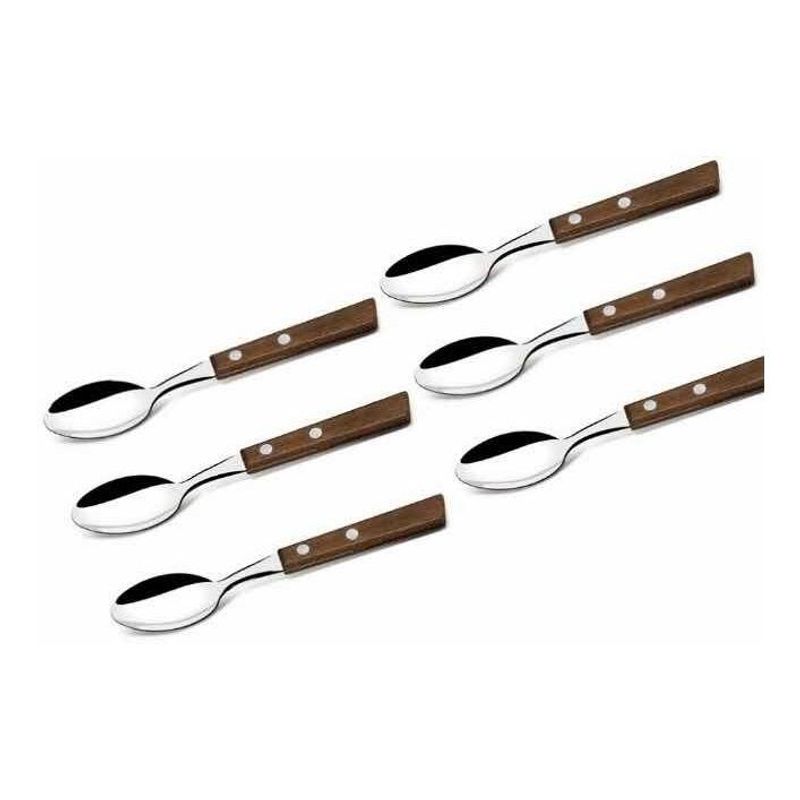 GENERICO - Set de Cucharas de Acero Inoxidable con Mango de Madera - 6 Unidades