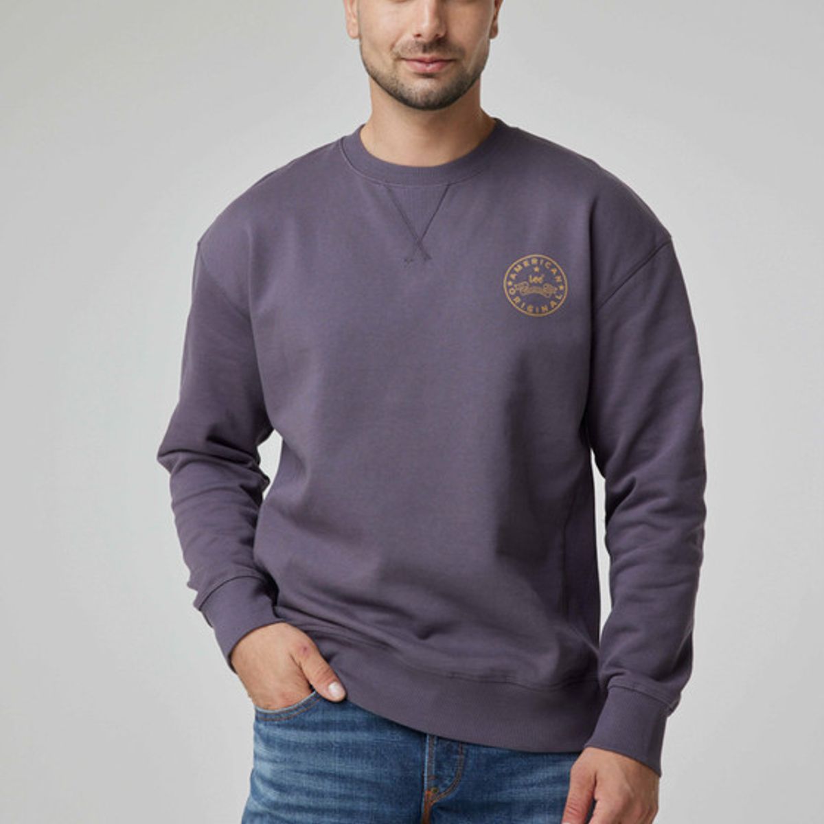 LEE - Poleron Hombre  Ls Crew Sws Original Grey