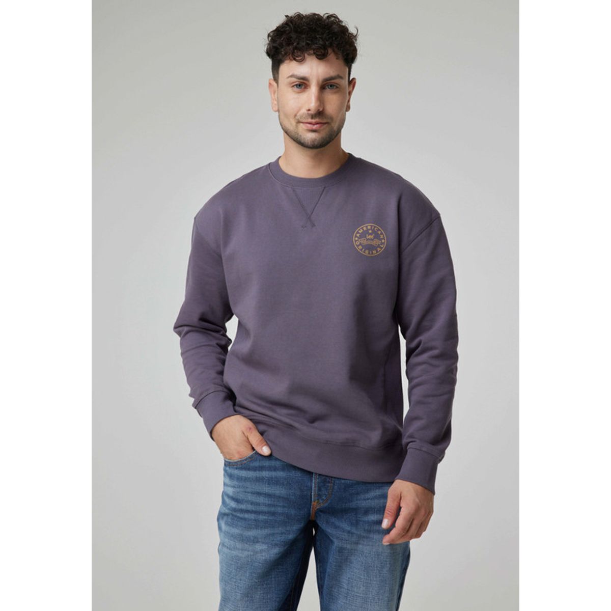 LEE - Poleron Hombre  Ls Crew Sws Original Grey