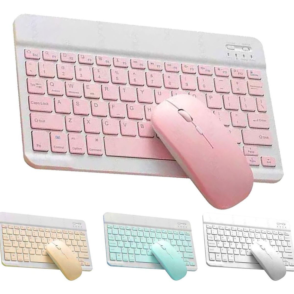 GENERICO - Kit Teclado y Mouse Inalámbrico Pastel Slim Bluetooth.