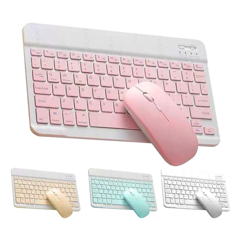GENERICO - Kit Teclado y Mouse Inalámbrico Pastel Slim Bluetooth.