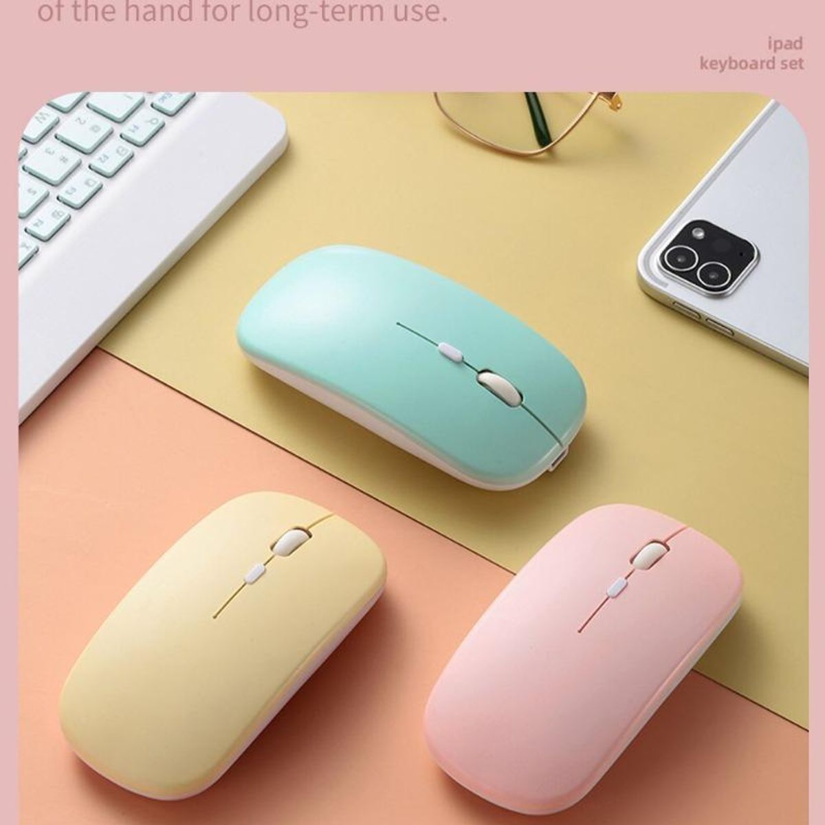 GENERICO - Kit Teclado y Mouse Inalámbrico Pastel Slim Bluetooth.