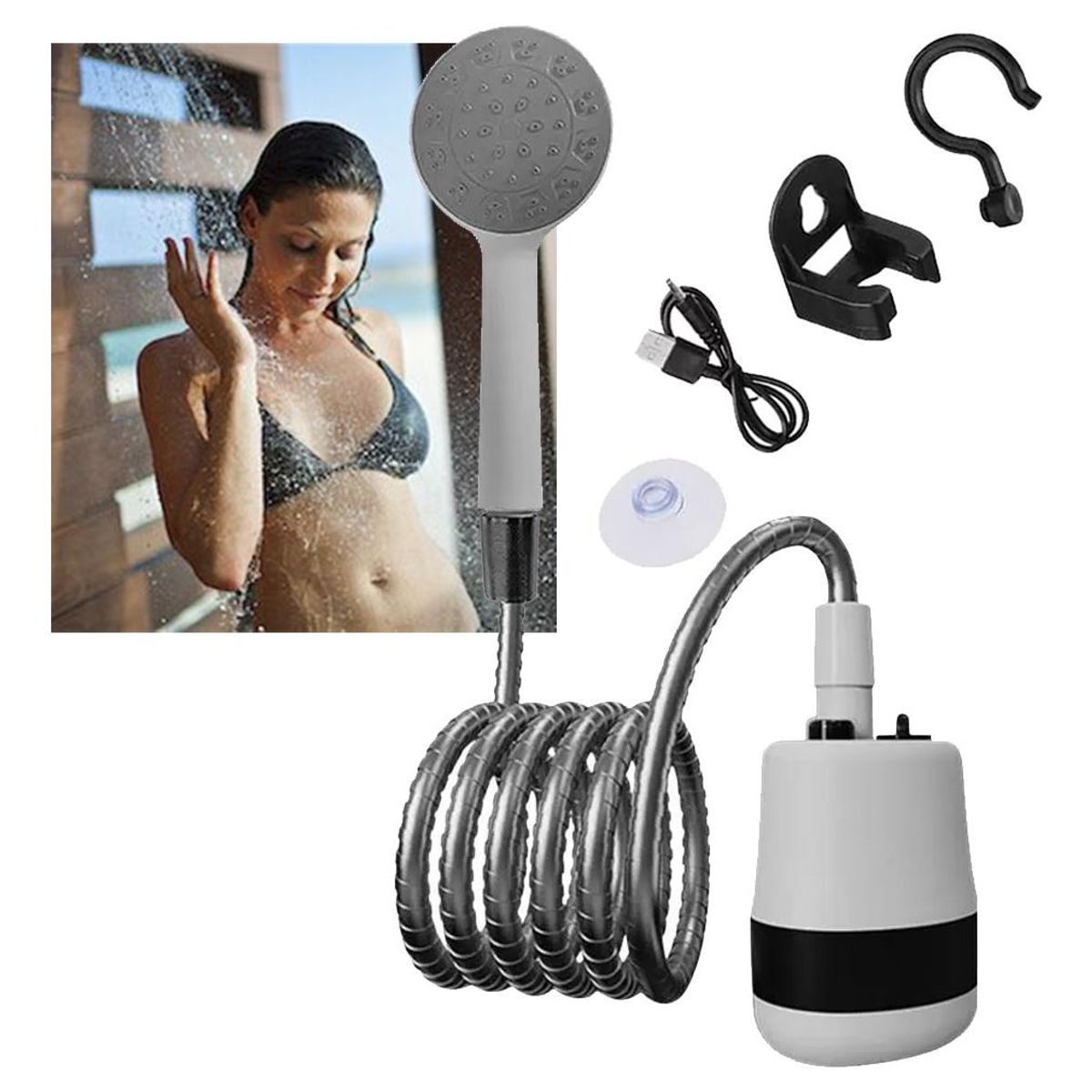 GENERICO - Ducha Portátil Eléctrica para Camping con Batería Recargable