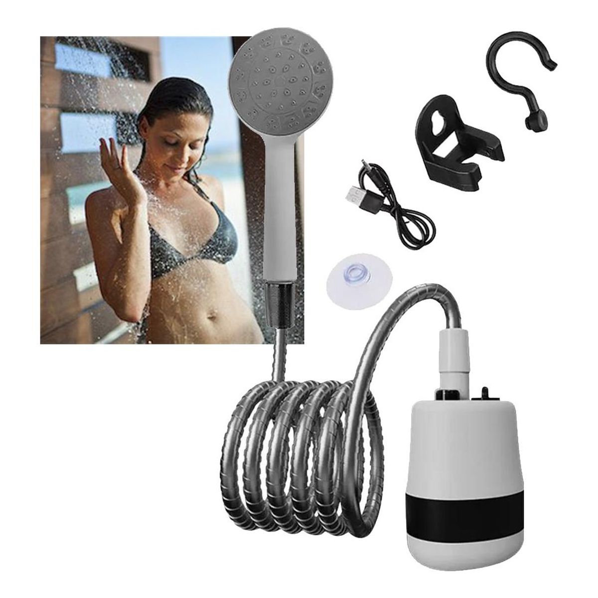 GENERICO - Ducha Portátil Eléctrica para Camping con Batería Recargable
